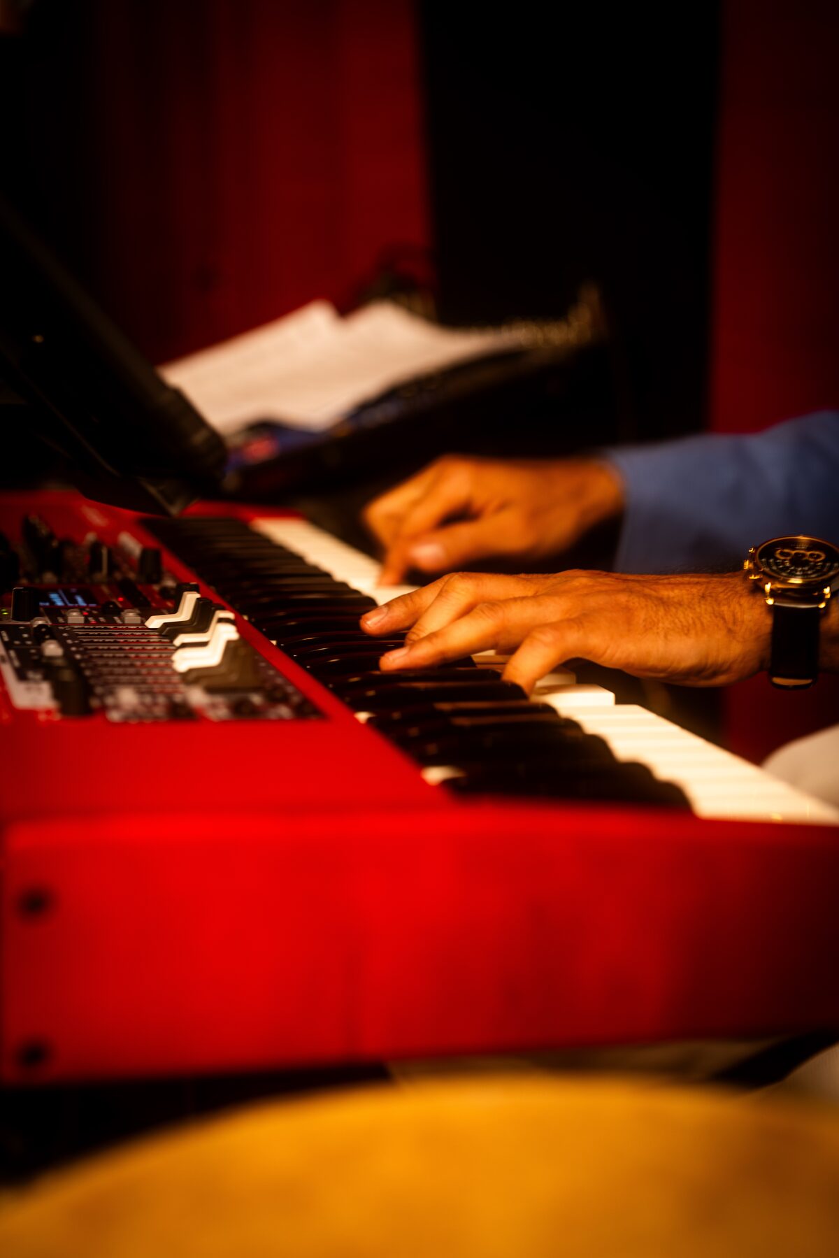 Keyboard player performing